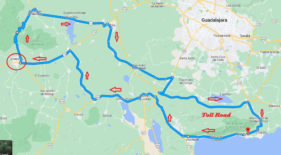 Ameca Loop ride map