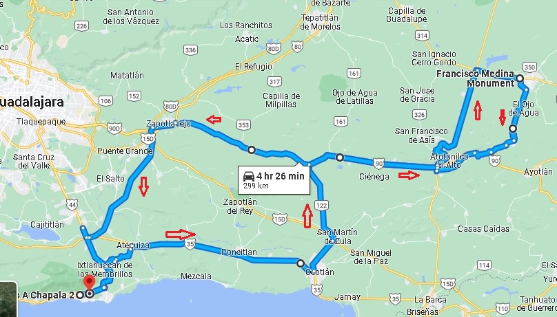 Arandas ride map