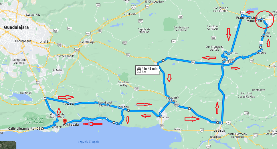 Arandas-San Pedro Loop ride map