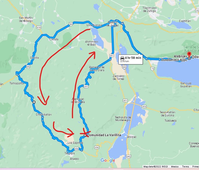 Back Way to Tapalpa ride map