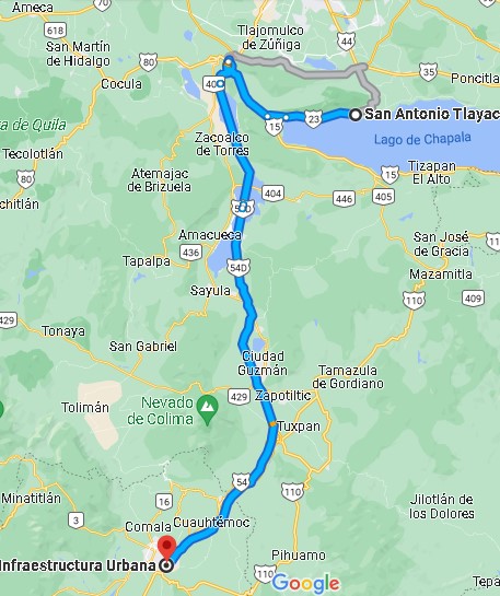Colima ride map