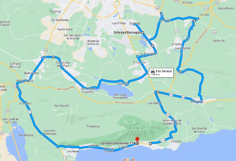 El Salto Ranger's BBQ ride map