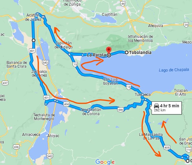 Mazamitla the Long Way ride map
