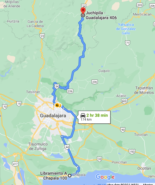 Moyahua de Estrada ride map