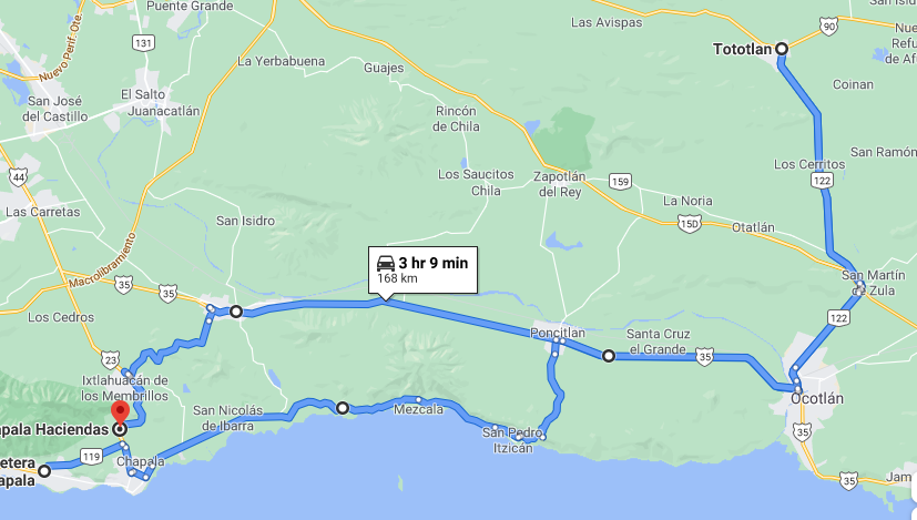 Pollo Los Gueros via San Pedro ride map
