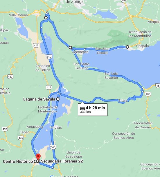 Sayula ride map