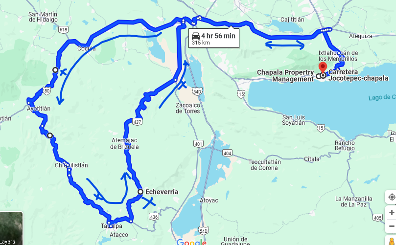 Tapalpa Counter-Clock ride map