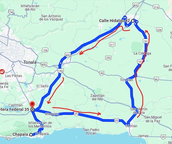 Tepatitlan La Liebre ride map