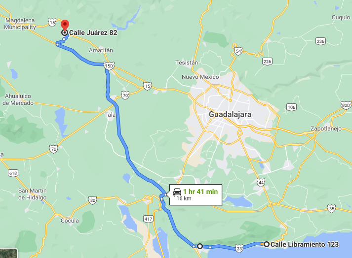 Tequila ride map