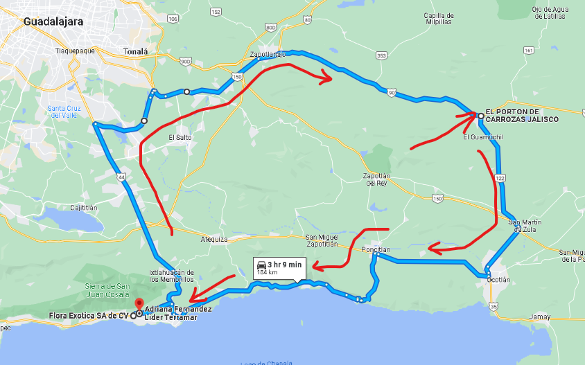 Tototlan San Pedro Loop ride map